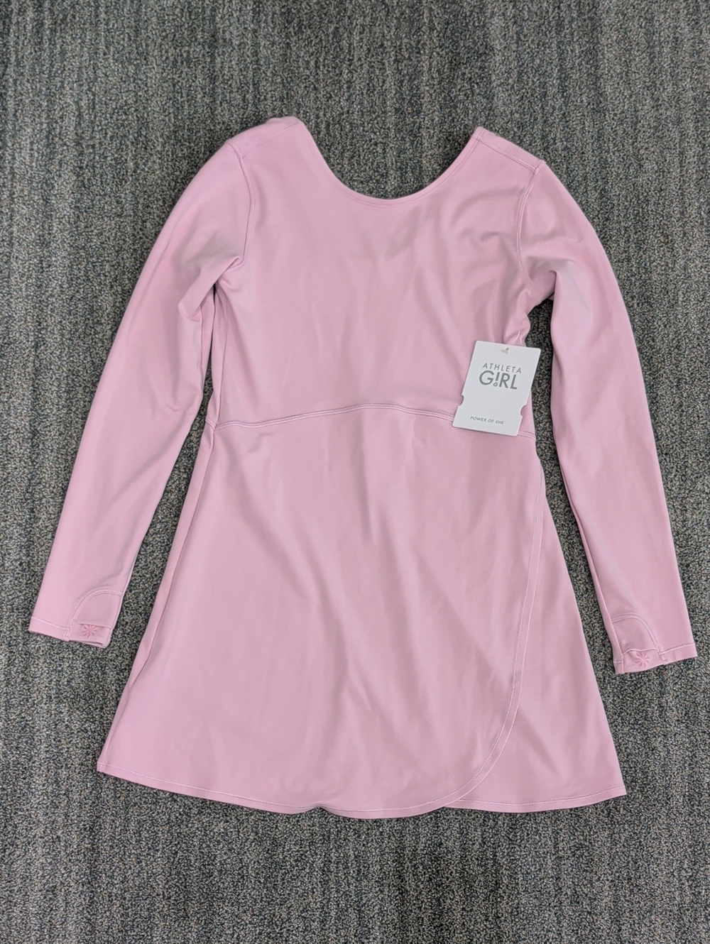 NWT Athleta Light Pink Long-Sleeve Chit Chat Fit-and-Flare Kids Dress